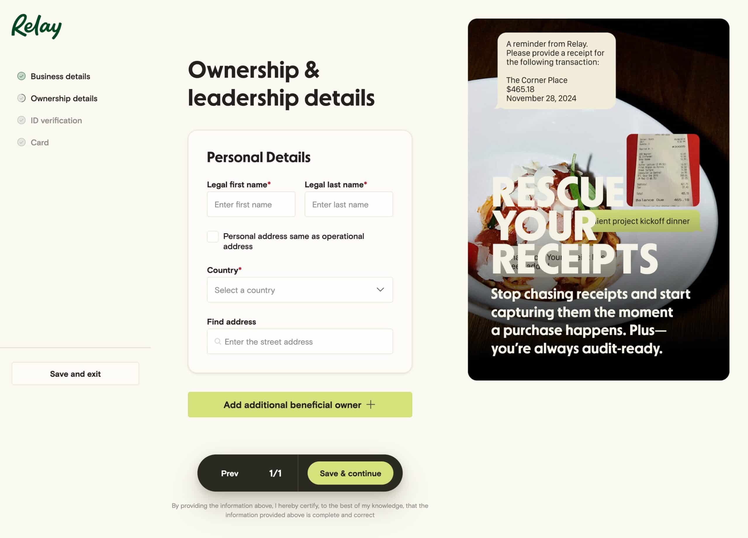 Registro Relay - Ownership details